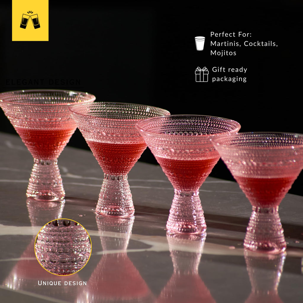 Pink & Clear 9oz Set of 6 Martini Glasses A59300