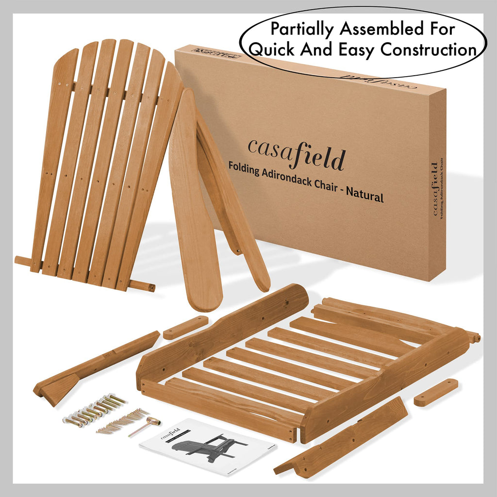 Folding Adirondack Chair Cedar Wood Outdoor Lounge Chair U256