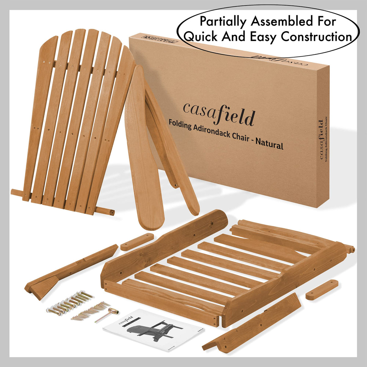 Folding Adirondack Chair Cedar Wood Outdoor Lounge Chair U256