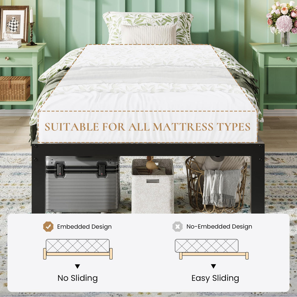 14 Inch Heavy Duty Twin Metal Bed Frame A2133