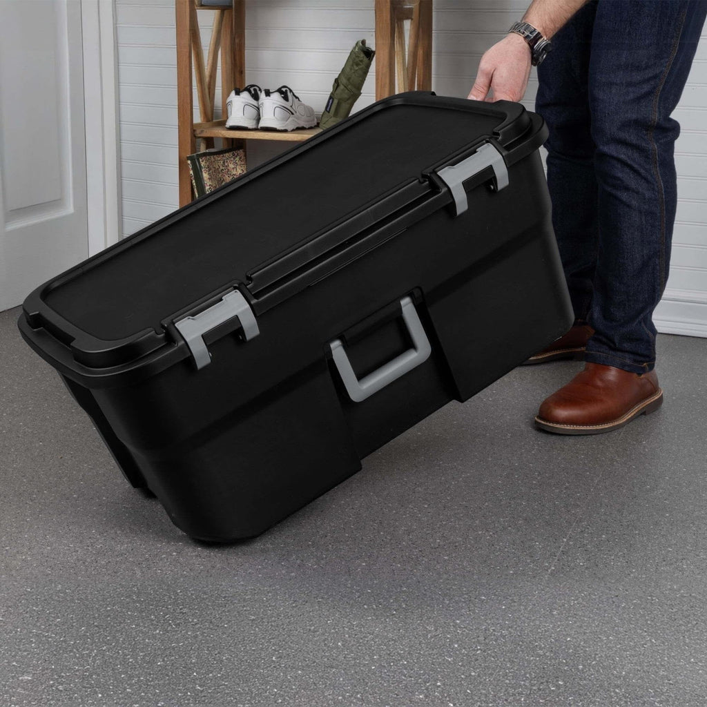 22 Gallon Black Wheeled Plastic Storage Trunk O77298
