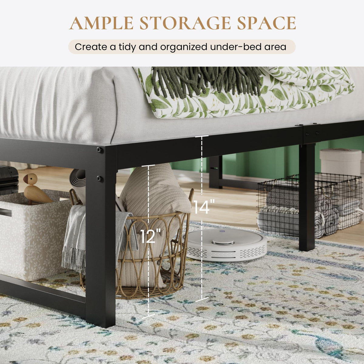 14 Inch Heavy Duty Twin Metal Bed Frame A2133