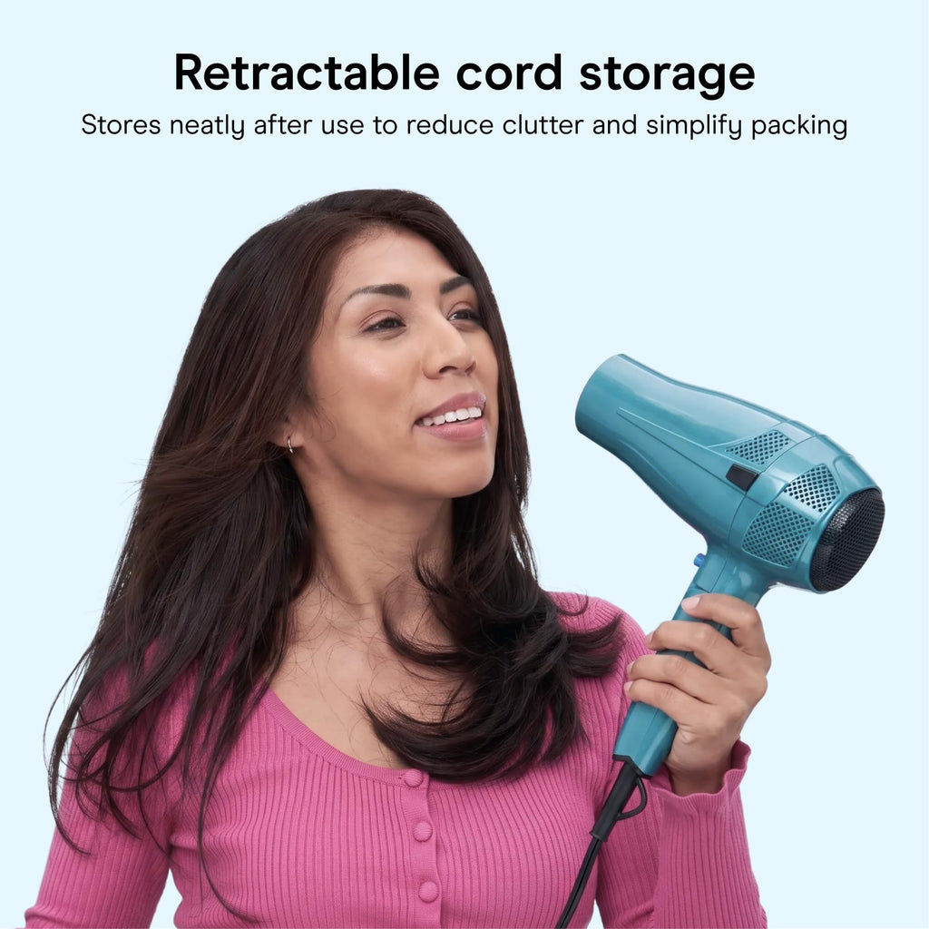 Blue 1875W Dual Voltage Folding Travel Hair Dryer D553975