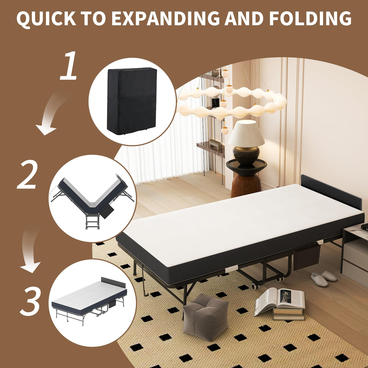 Folding Bed with Mattress & Headboard O443
