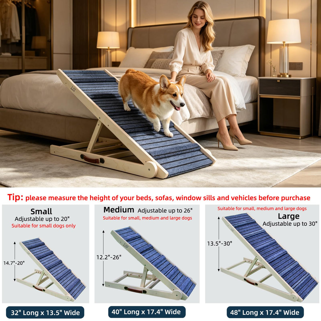 Foldable Wooden Dog Ramp 4 Adjustable Heights B61202