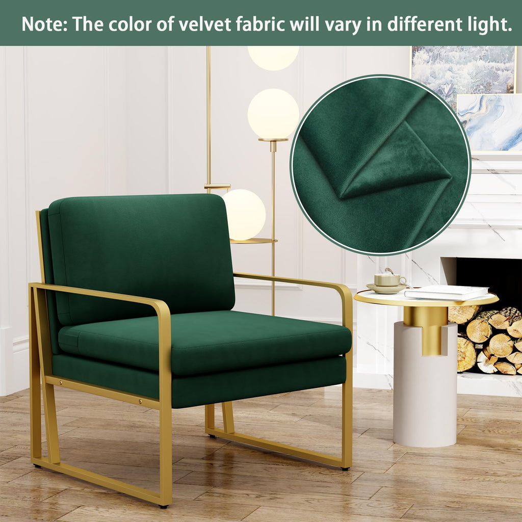 Velvet Accent Chair Set of 2 Green E6550