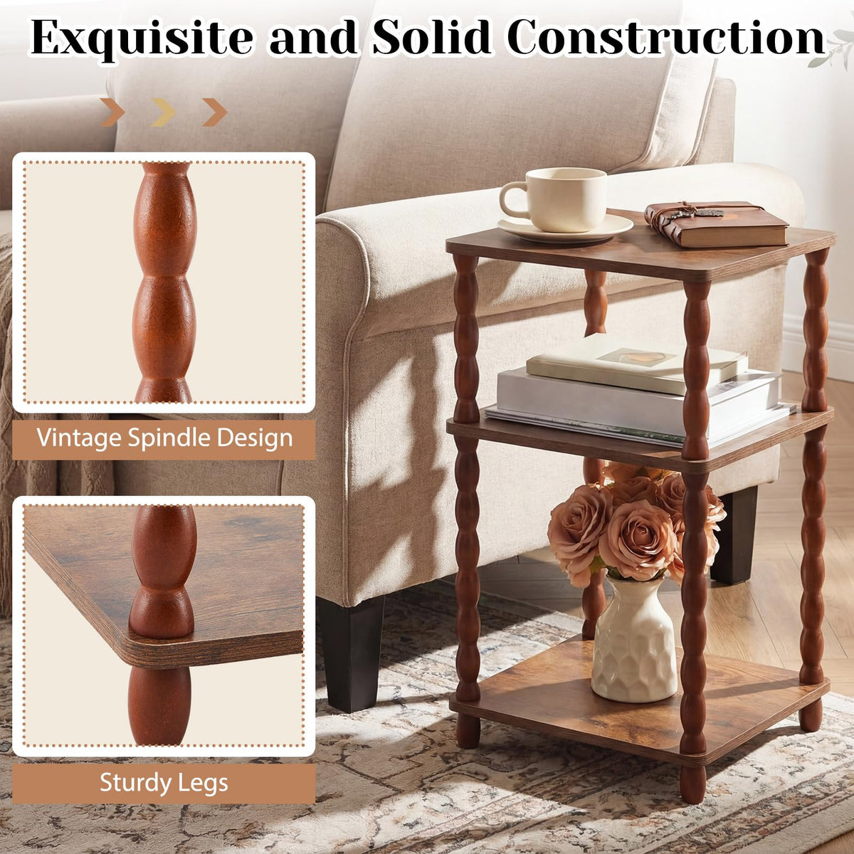 Set of 2 Small 3-tier Square Side Table Z831