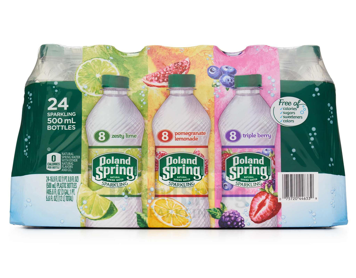 Sparkling Natural Spring Water Variety Pack 24 Half Liter Bottles L29686
