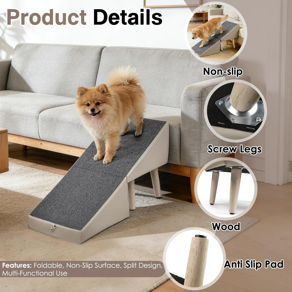 Foldable Non-Slip Wooden Dog Ramp Ottoman C442