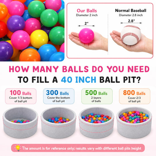 100 Pack 2 Inch Plastic Ball Pit Balls with Storage Bag O192564