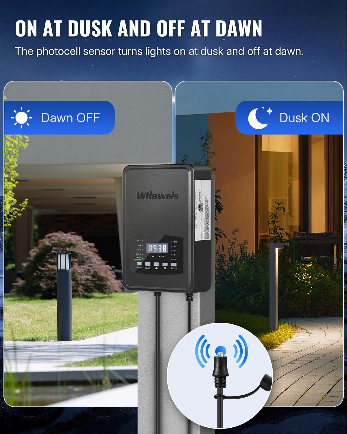 300W Low Voltage Landscape Transformer with Timer and Photocell Sensor P94783