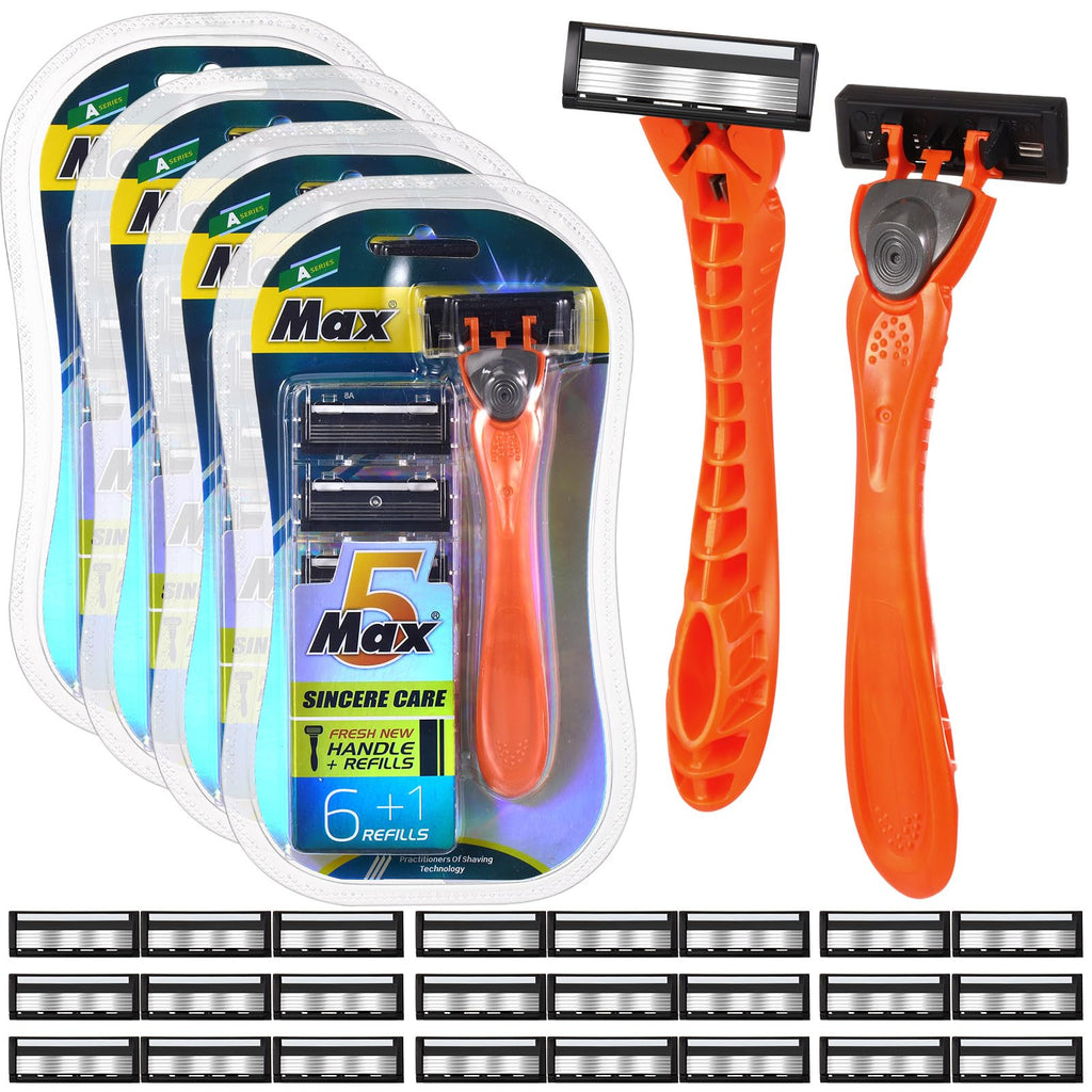 28 Pcs Mens Razors Set 5 Blade Refillable Shaving Kit A871