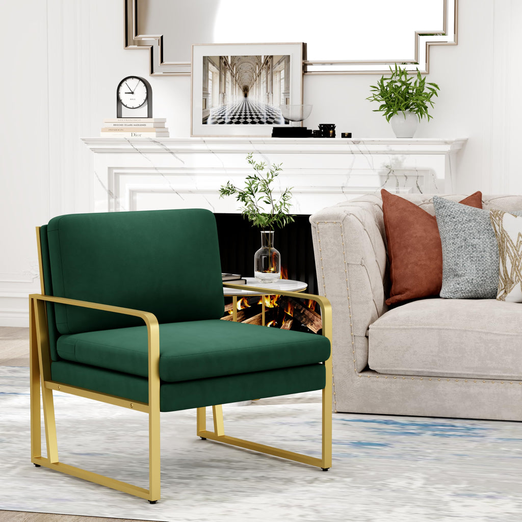 Velvet Accent Chair Set of 2 Green E6550