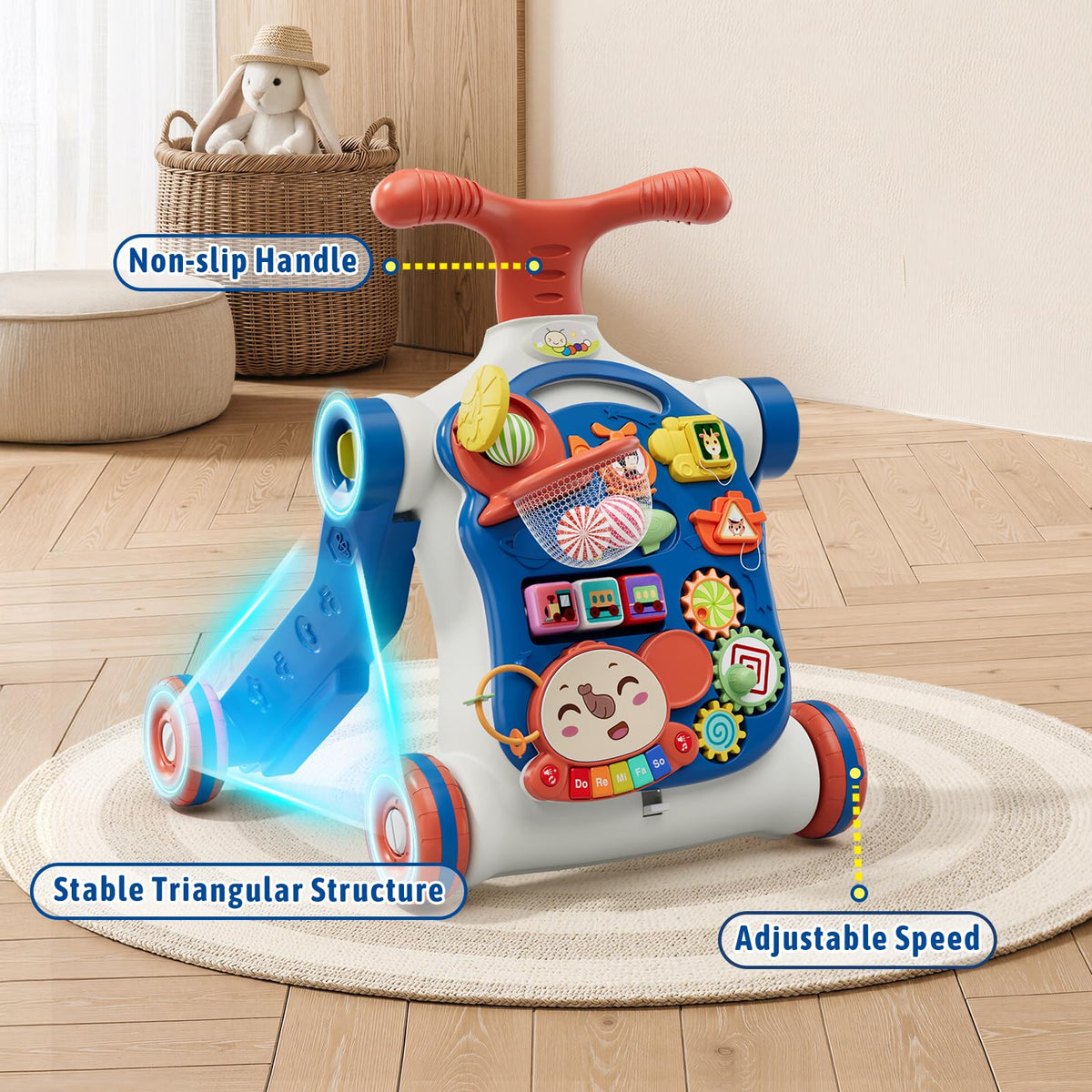 Blue 5 in 1 Baby Push Walker I701684