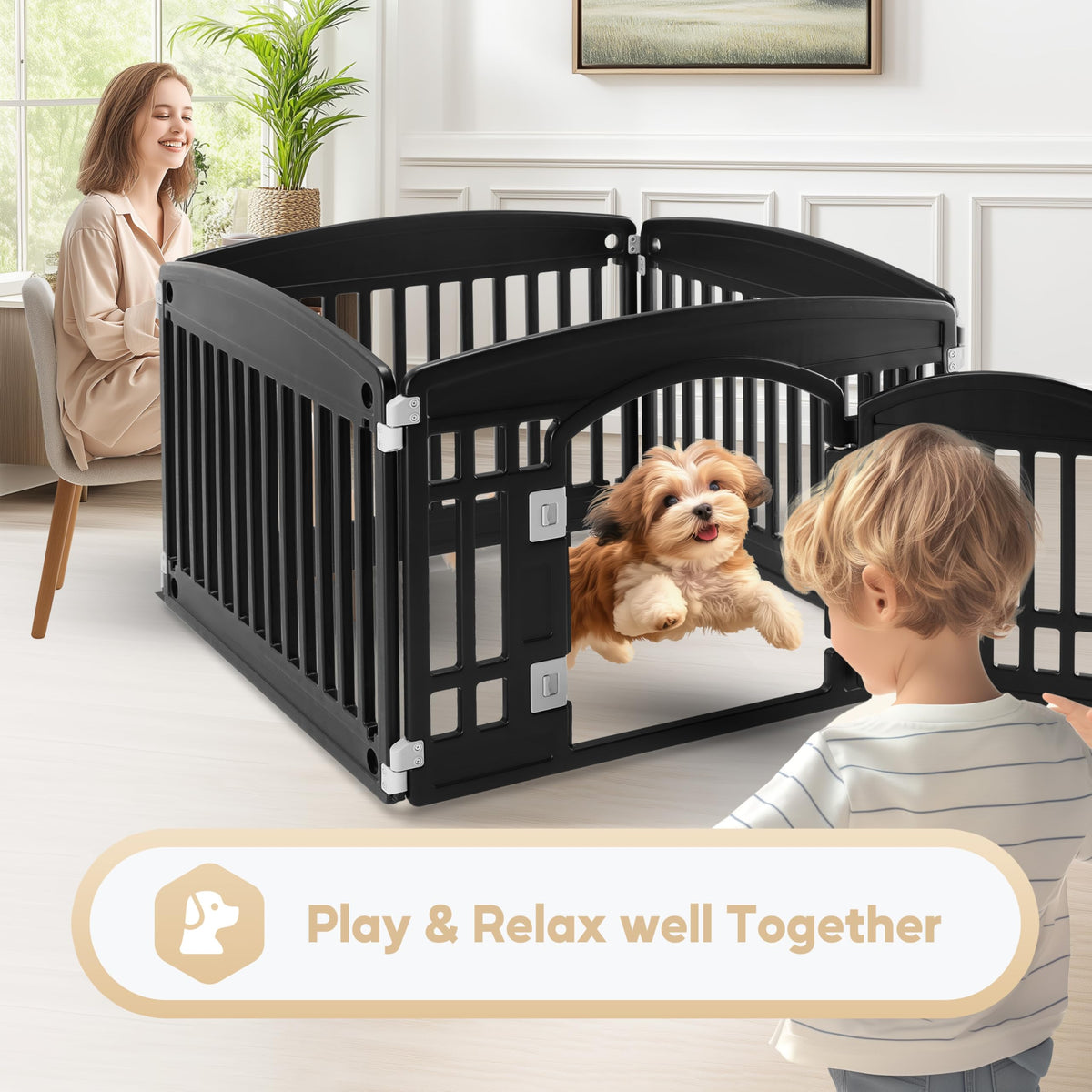 24" 4-Panel Black Dog Playpen Z8431