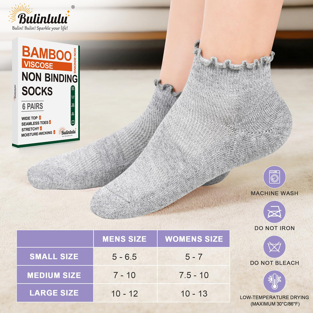 6 Pairs Low Cut Non Binding Diabetic Ankle Socks W27766