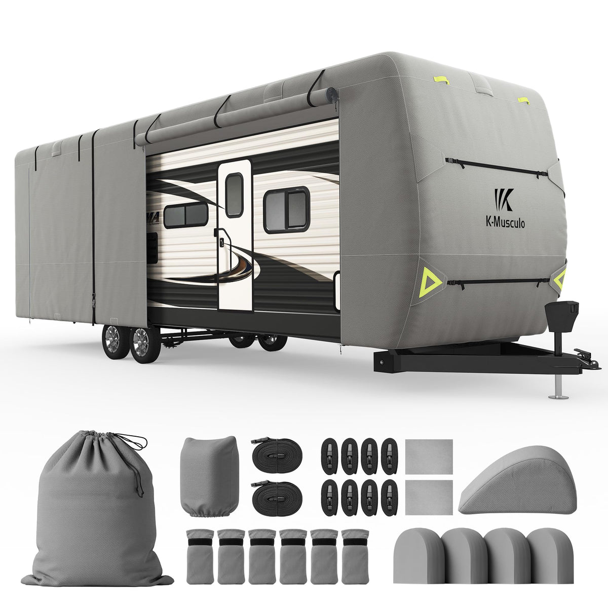 14-16 FT Heavy Duty Waterproof Camper Cover with 4 Tire Cover V9553