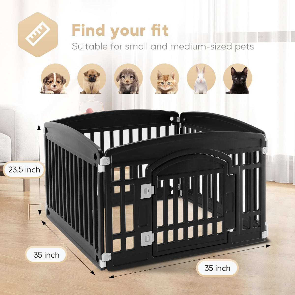 24" 4-Panel Black Dog Playpen Z8431