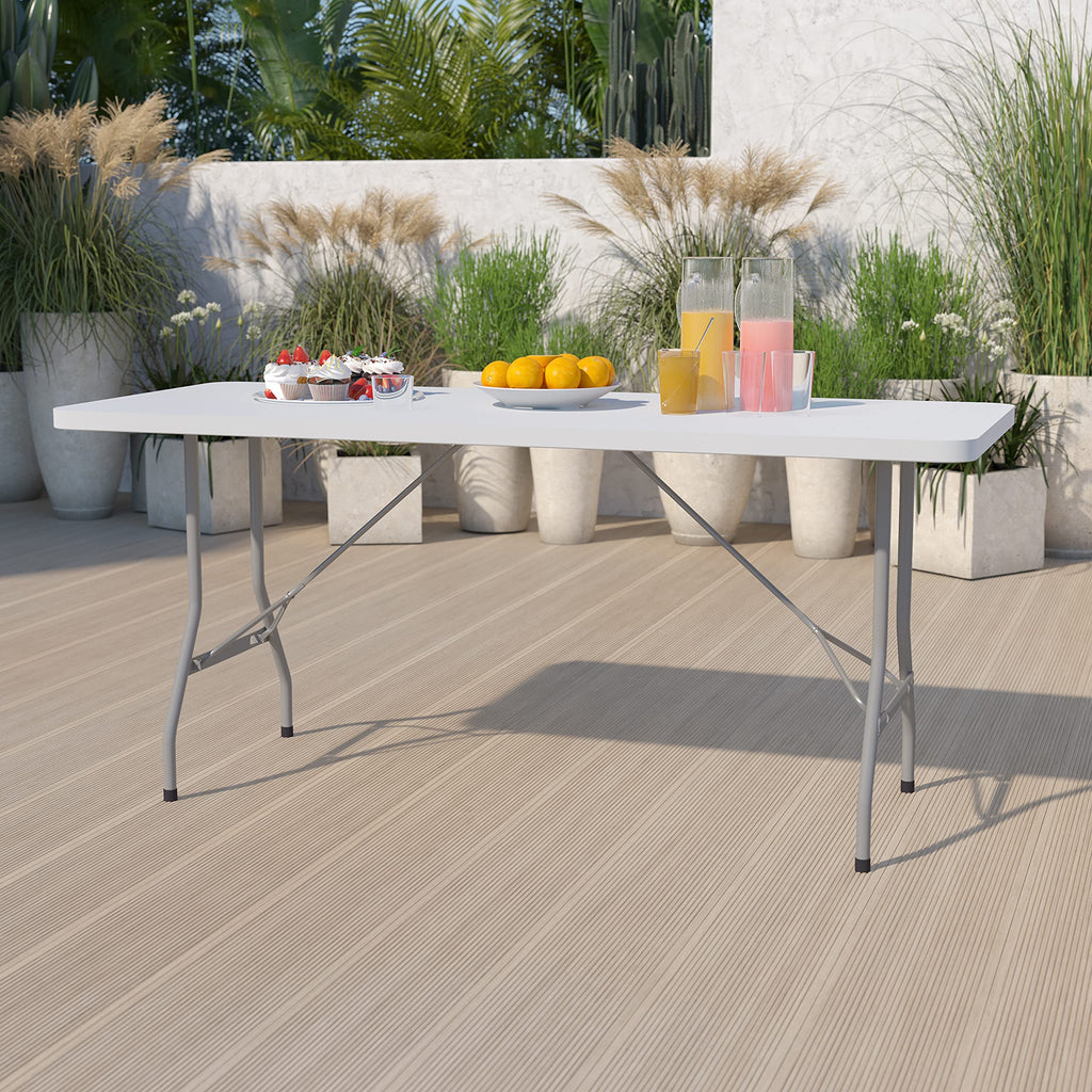 6-Foot White Plastic Folding Table T2957