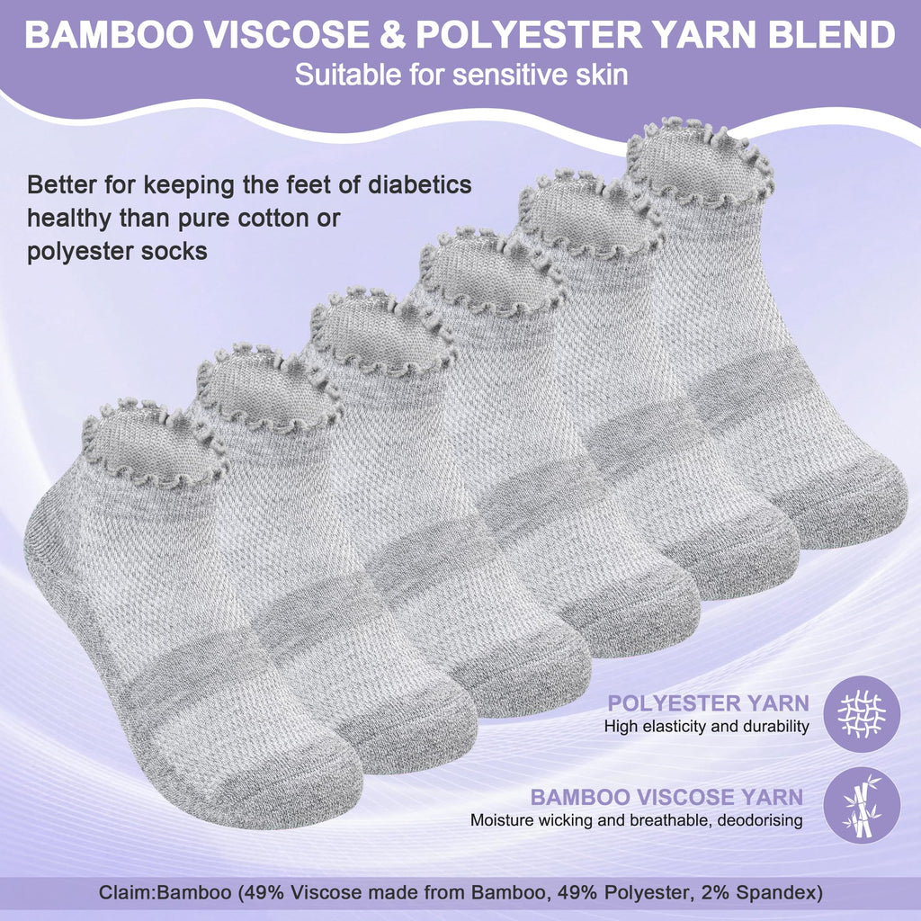 6 Pairs Low Cut Non Binding Diabetic Ankle Socks W27766