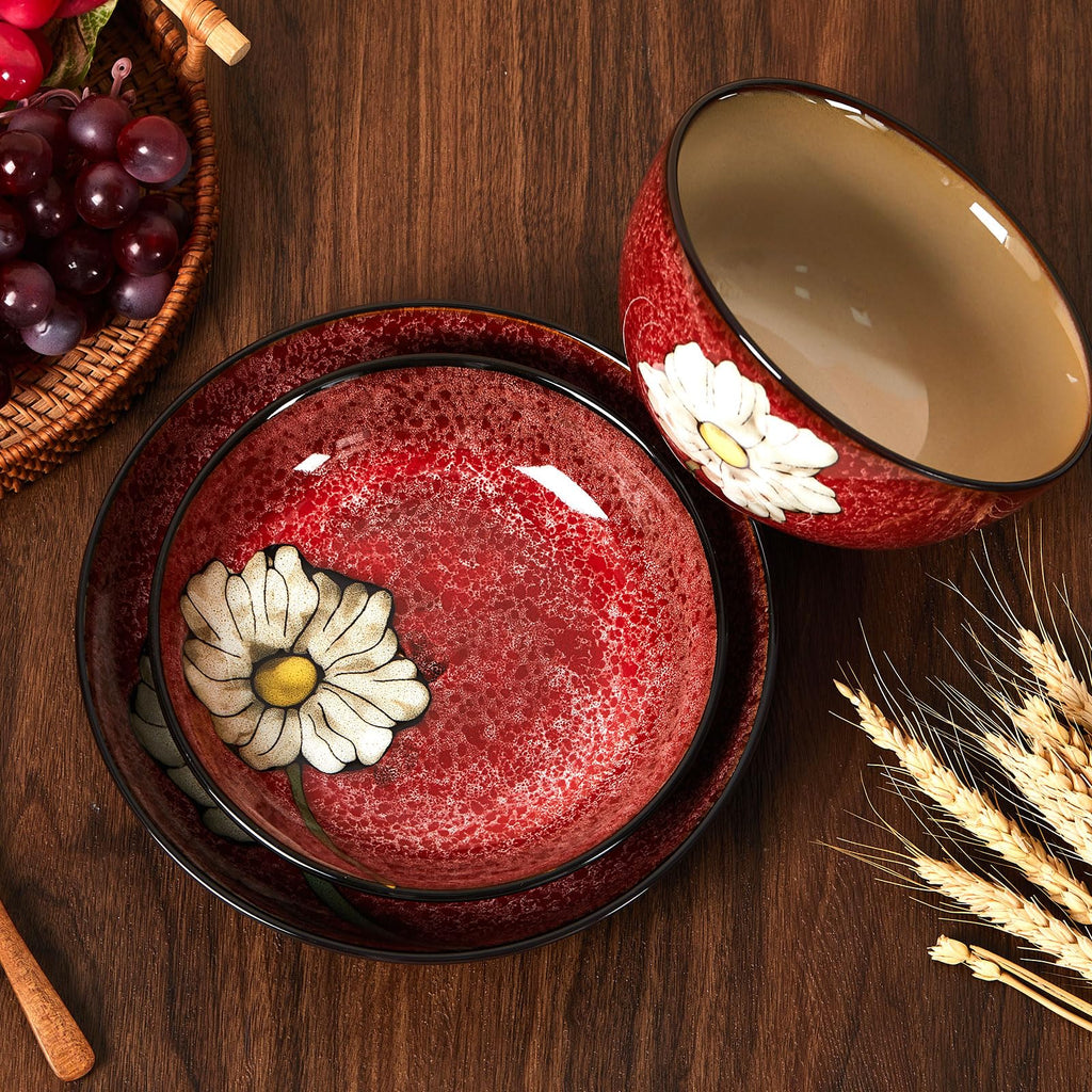 12 Pcs Floral Ceramic Dinnerware Set for 4 M176