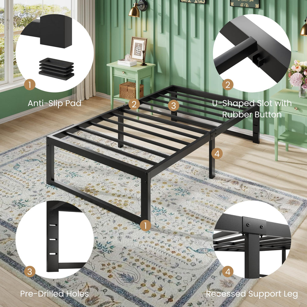14 Inch Heavy Duty Twin Metal Bed Frame A2133