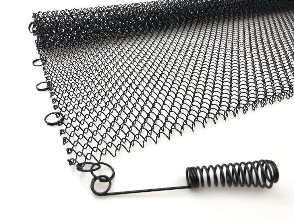 Black Fireplace Mesh Screen Curtain, Two Panels D450