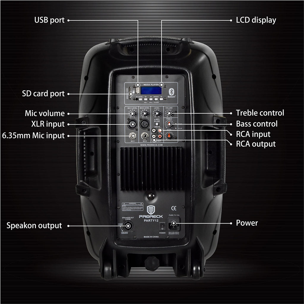 12-Inch 1800W 2-Way Powered PA Speaker System Combo Set with Speaker Stands M562689