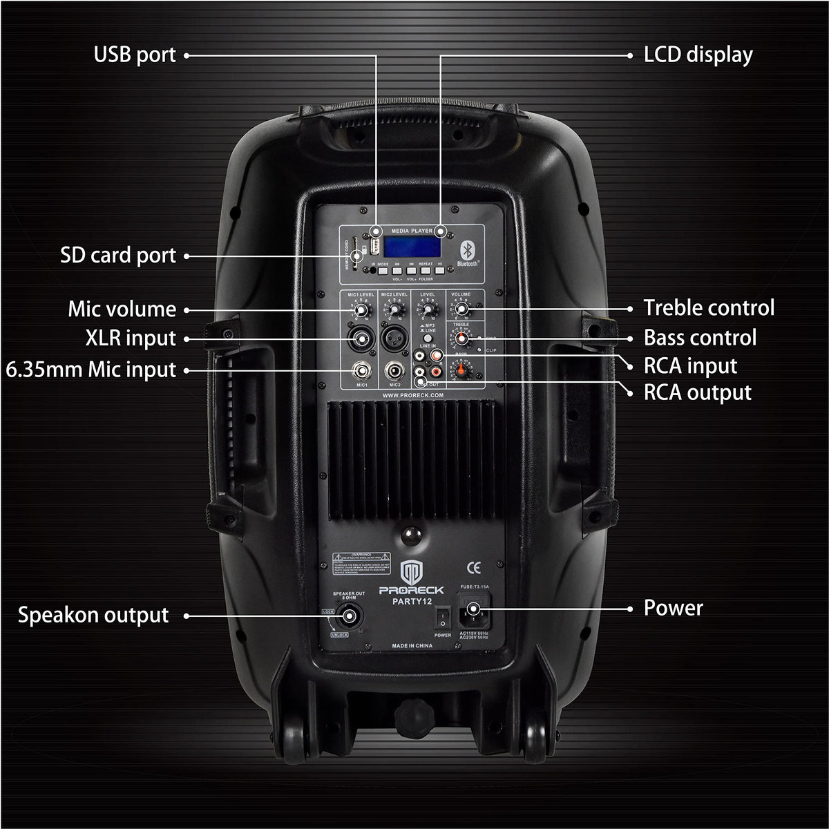 12-Inch 1800W 2-Way Powered PA Speaker System Combo Set with Speaker Stands M562689
