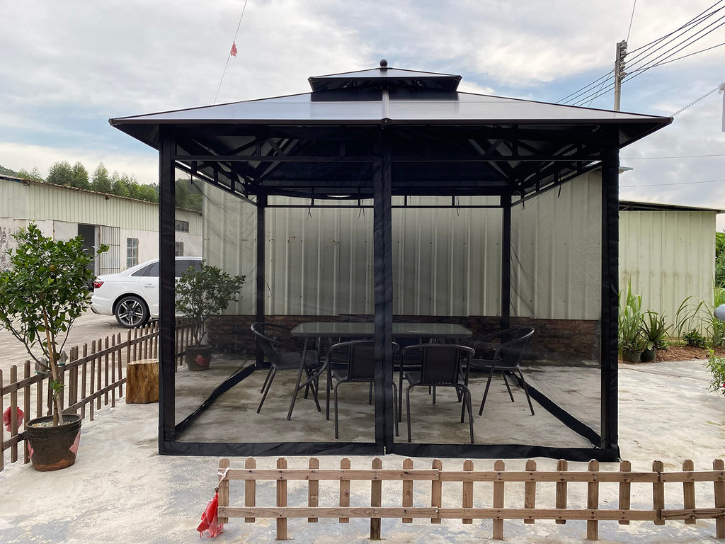 10x10 Black Replacement Mosquito Netting Sidewall Screen with Zipper K10216