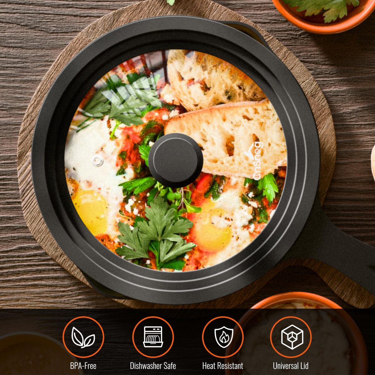 Tempered Glass Pot Lid with Silicone Rim, 10.5", 11" and 12" A199262