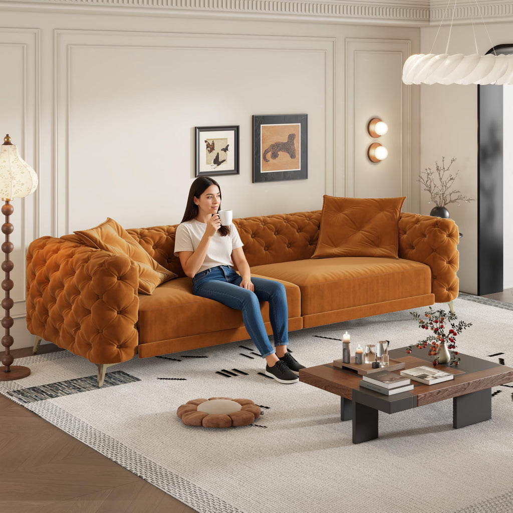 98" Button Tufted Velvet Sofa Bed H1508